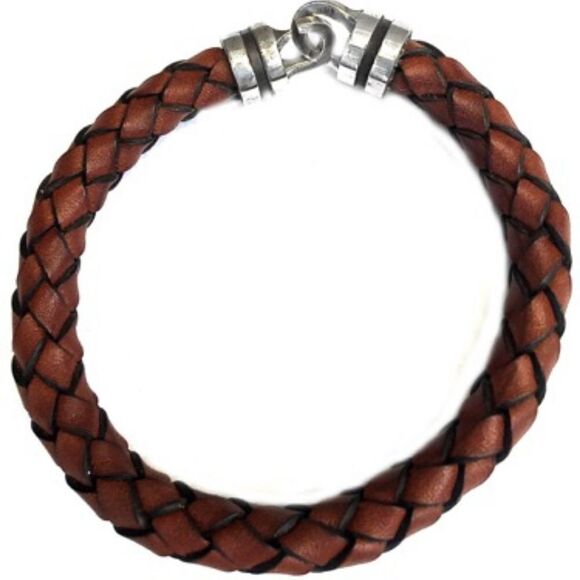 COPY - CATHERINE ZEDAH BROWN BRAIDED LEATHER WITH STERLING SILVER CLASP MENS BR… - Picture 3 of 9